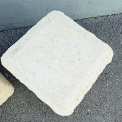 Postmodern Tessellated Stone Swivel Top Side Table With Storage - A Pair