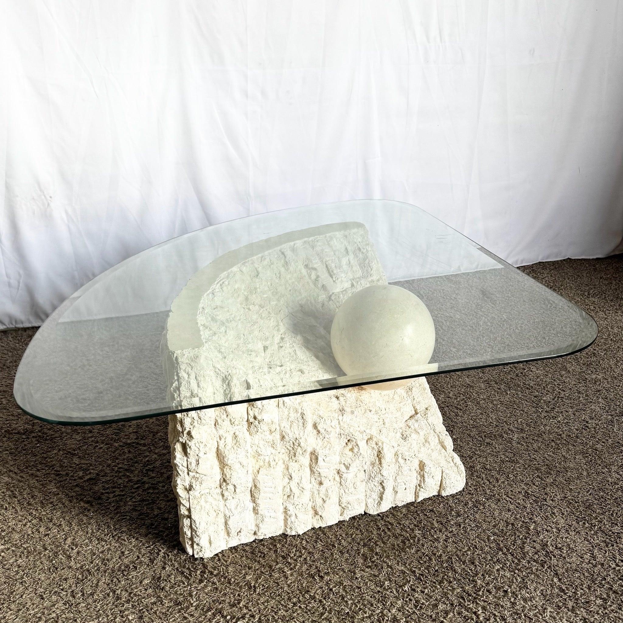 Late 20th Century Postmodern Tessellated Stone Triangular Coffee For Sale