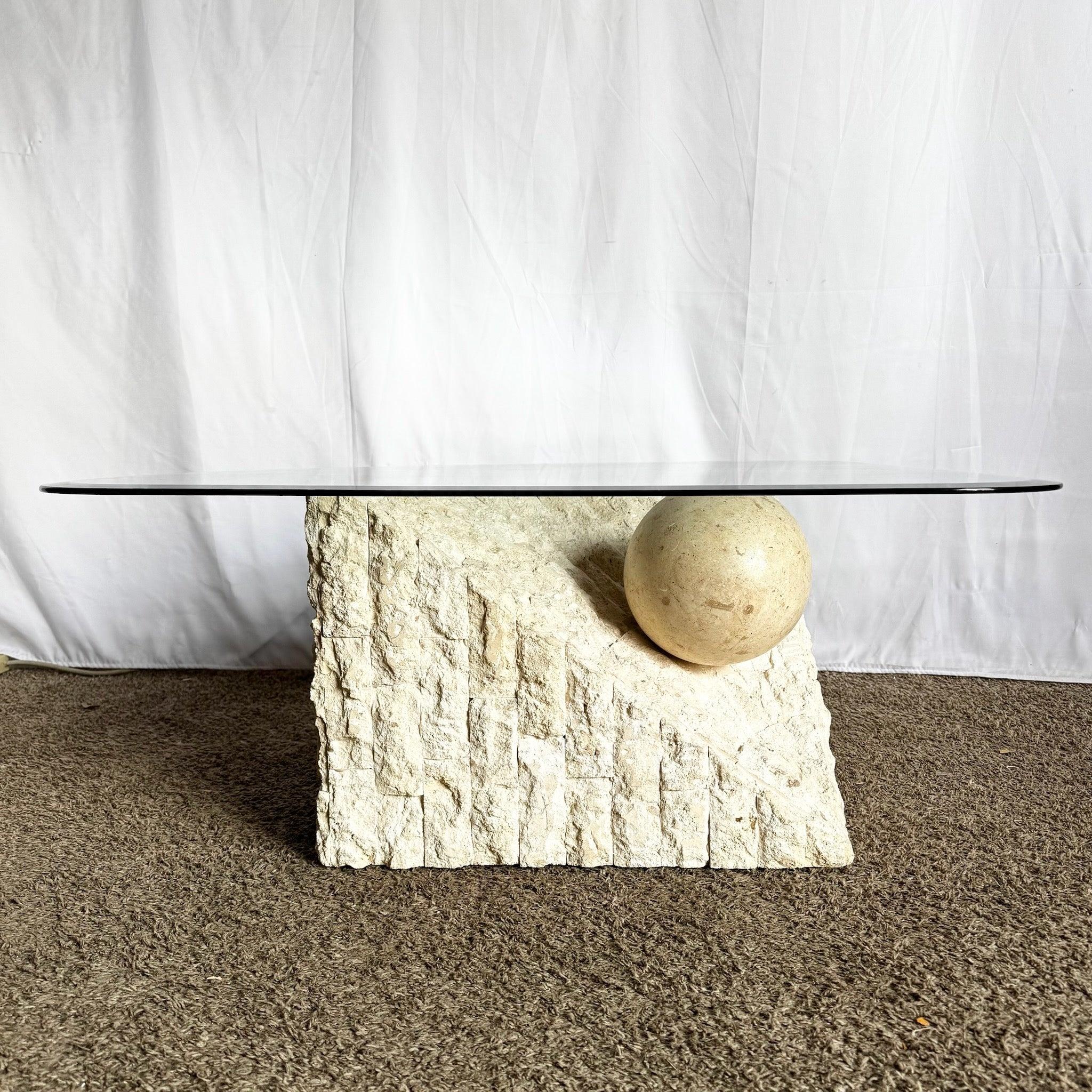 Late 20th Century Postmodern Tessellated Stone Triangular Coffee Table For Sale