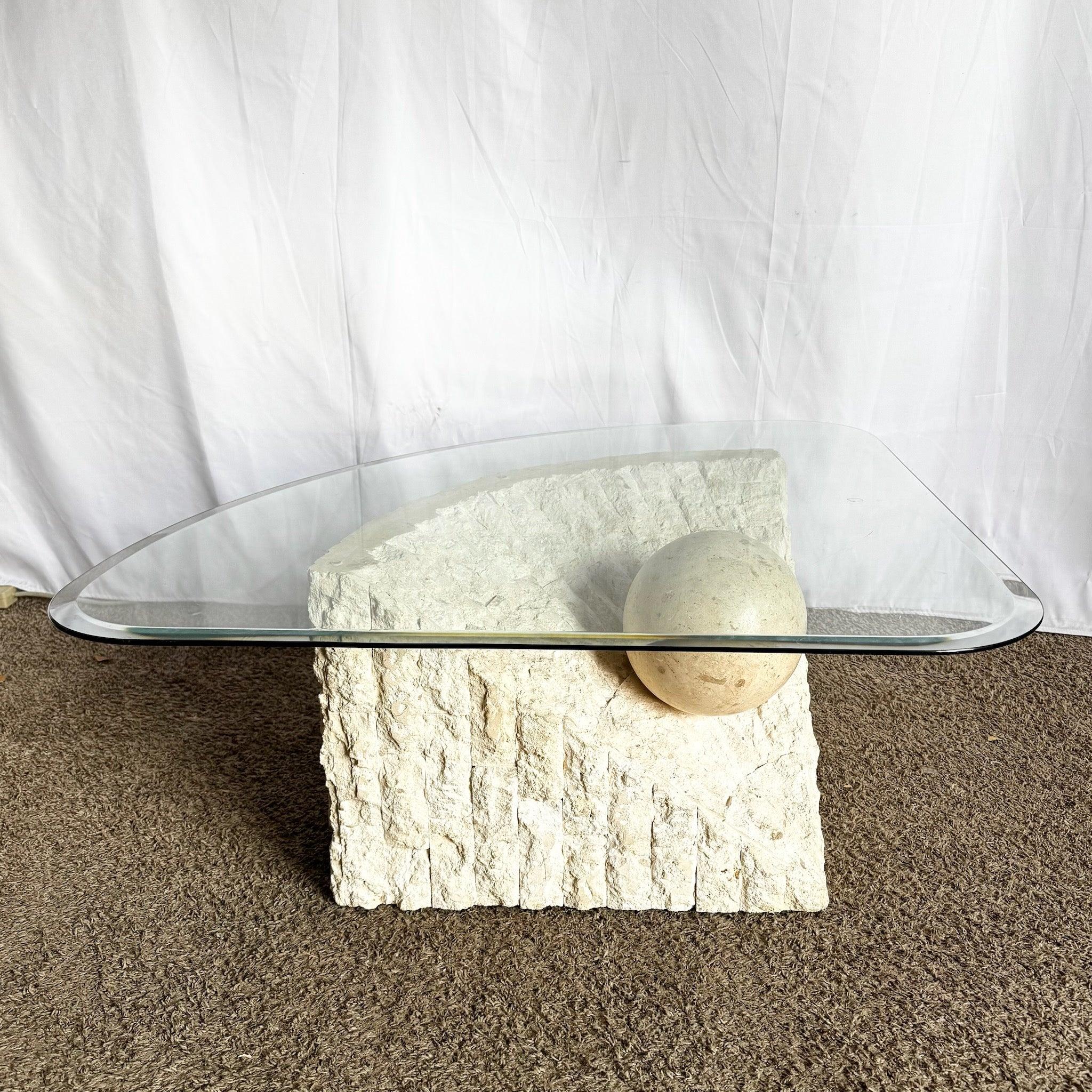 Postmodern Tessellated Stone Triangular Coffee Table For Sale 1