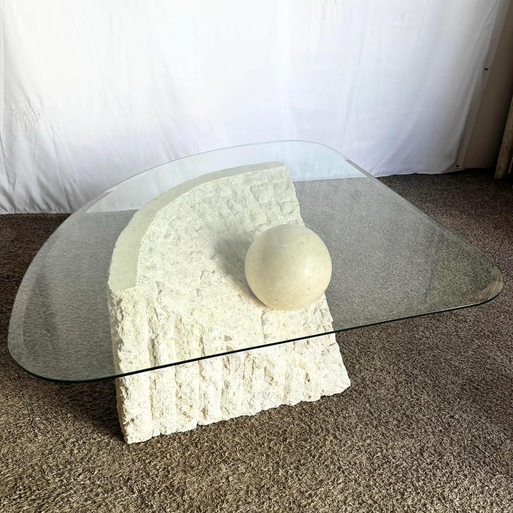 Postmodern Tessellated Stone Triangular Coffee Table For Sale 1