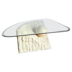 Postmodern Tessellated Stone Triangular Coffee Table
