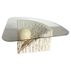 Postmodern Tessellated Stone Triangular Coffee Table
