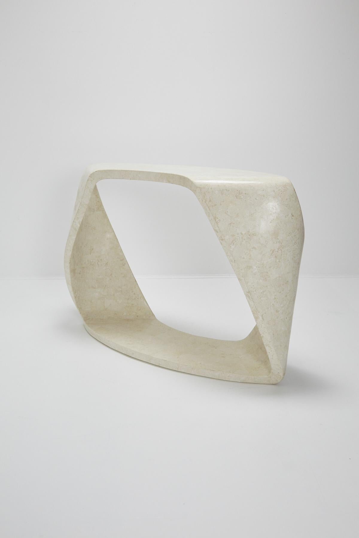 Inlay Postmodern Tessellated Stone Twisted Console Table, 1990s