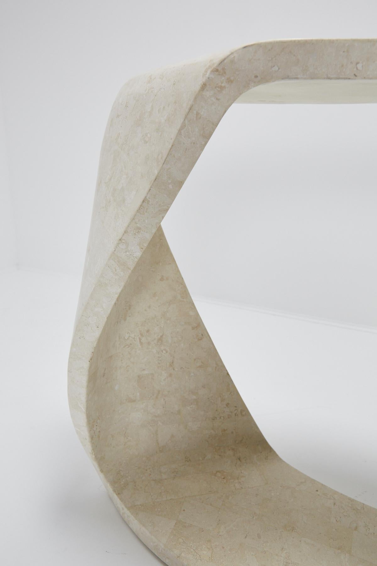 Wood Postmodern Tessellated Stone Twisted Console Table, 1990s