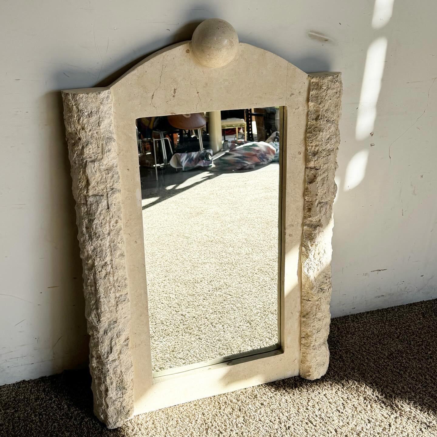Postmodern Tessellated Stone Wall Mirror In Good Condition For Sale In Delray Beach, FL