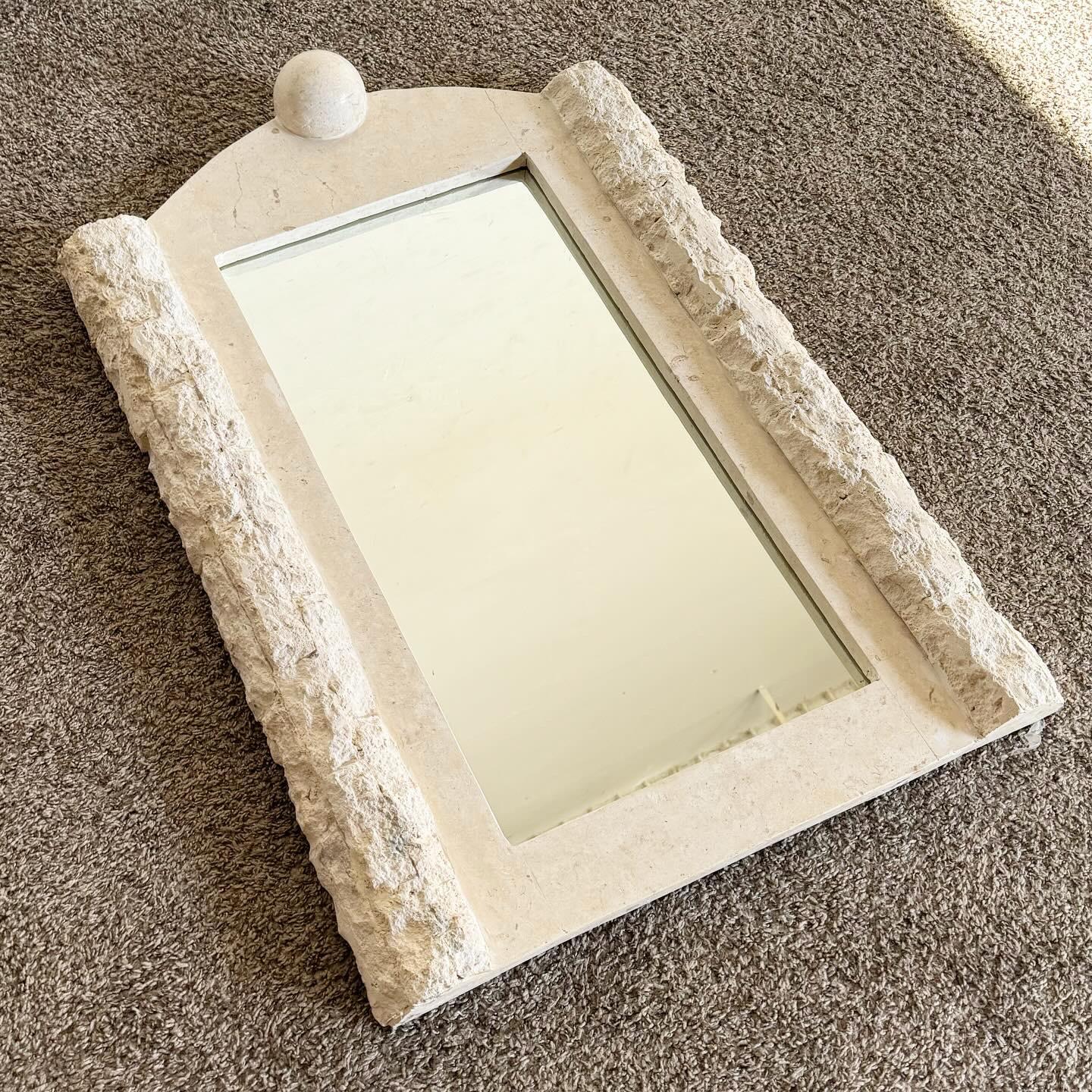 20th Century Postmodern Tessellated Stone Wall Mirror For Sale