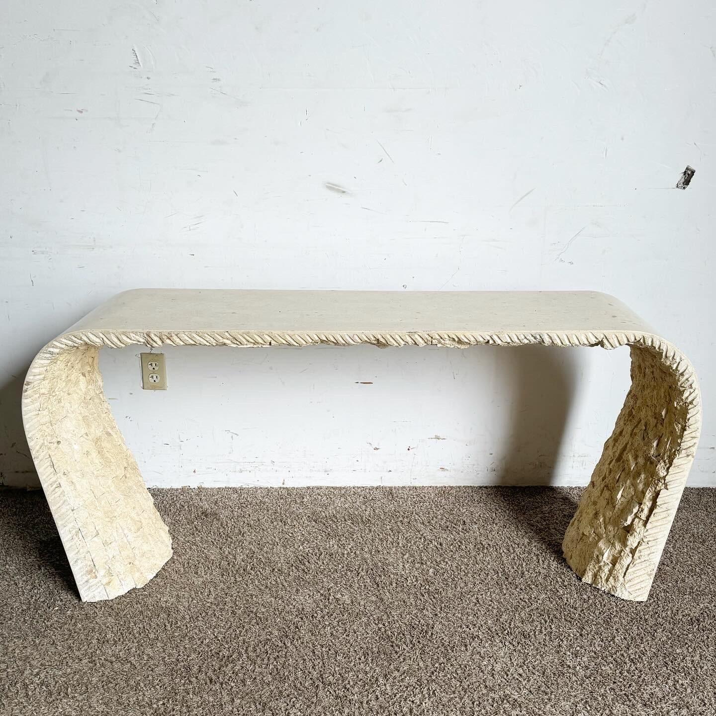 Mesa consola postmoderna en cascada de piedra teselada, estilo Maitland Smith en venta 2