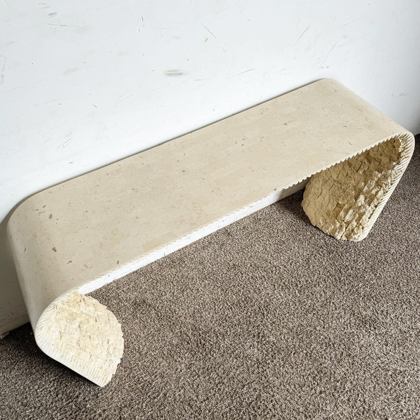 Mesa consola postmoderna en cascada de piedra teselada, estilo Maitland Smith en venta 3