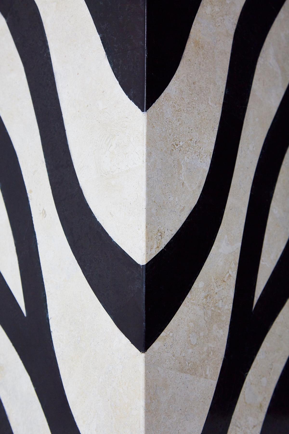 Postmodern Tessellated Stone Zebra Pattern Pedestal, 1990s For Sale 3