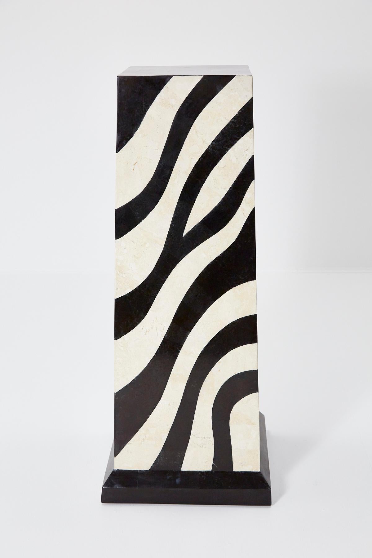 Post-Modern Postmodern Tessellated Stone Zebra Pattern Pedestal, 1990s For Sale
