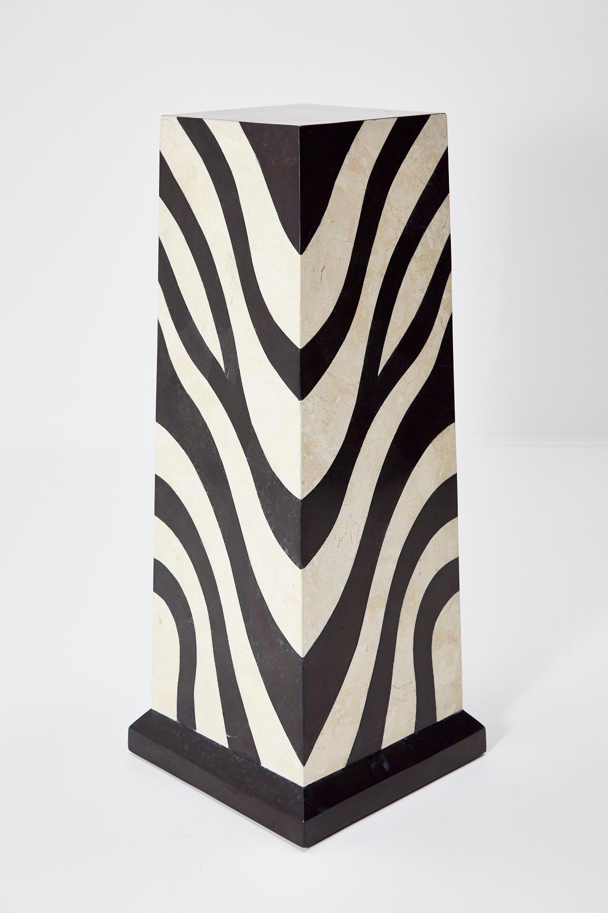 Philippine Postmodern Tessellated Stone Zebra Pattern Pedestal, 1990s For Sale