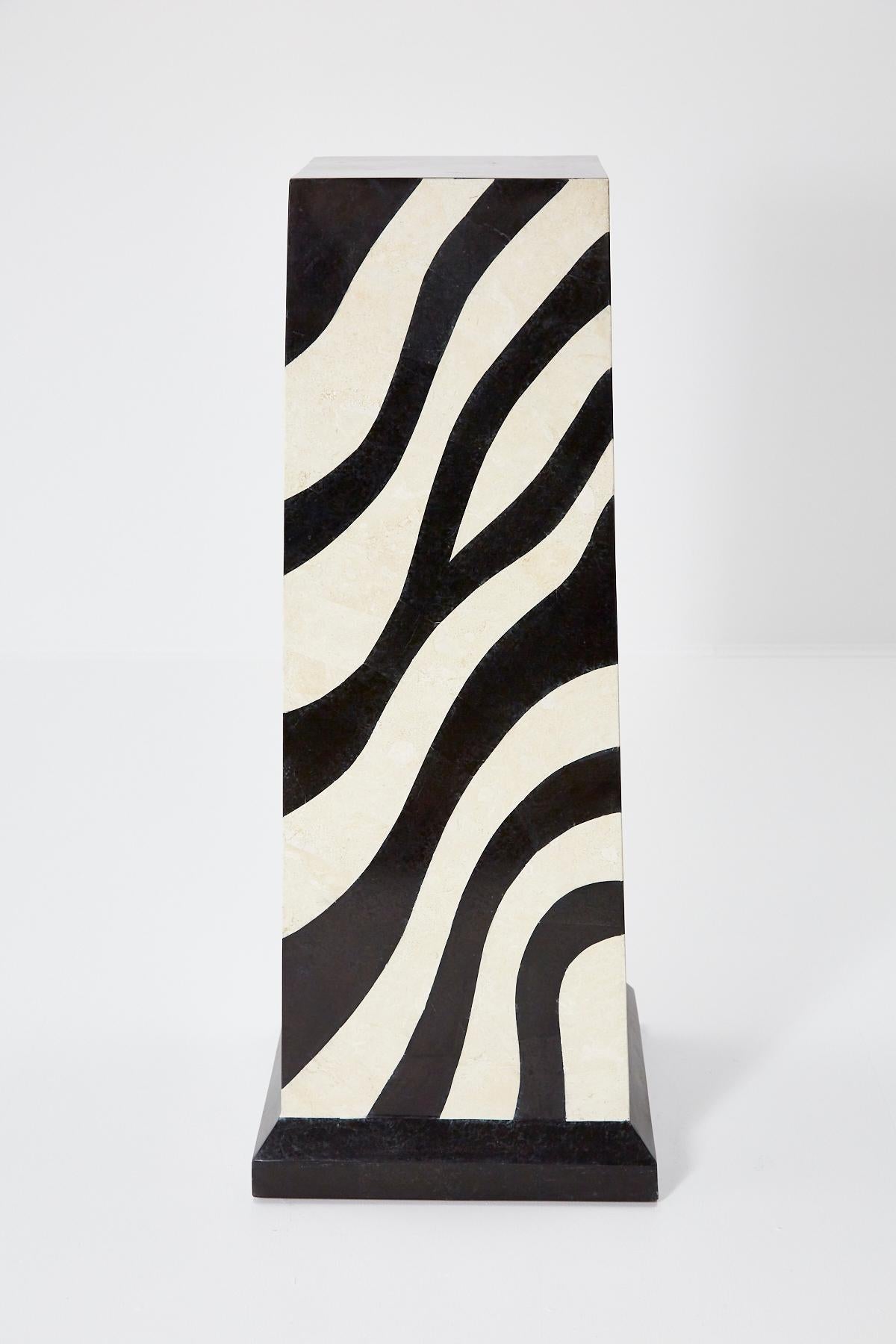 Late 20th Century Postmodern Tessellated Stone Zebra Pattern Pedestal, 1990s For Sale
