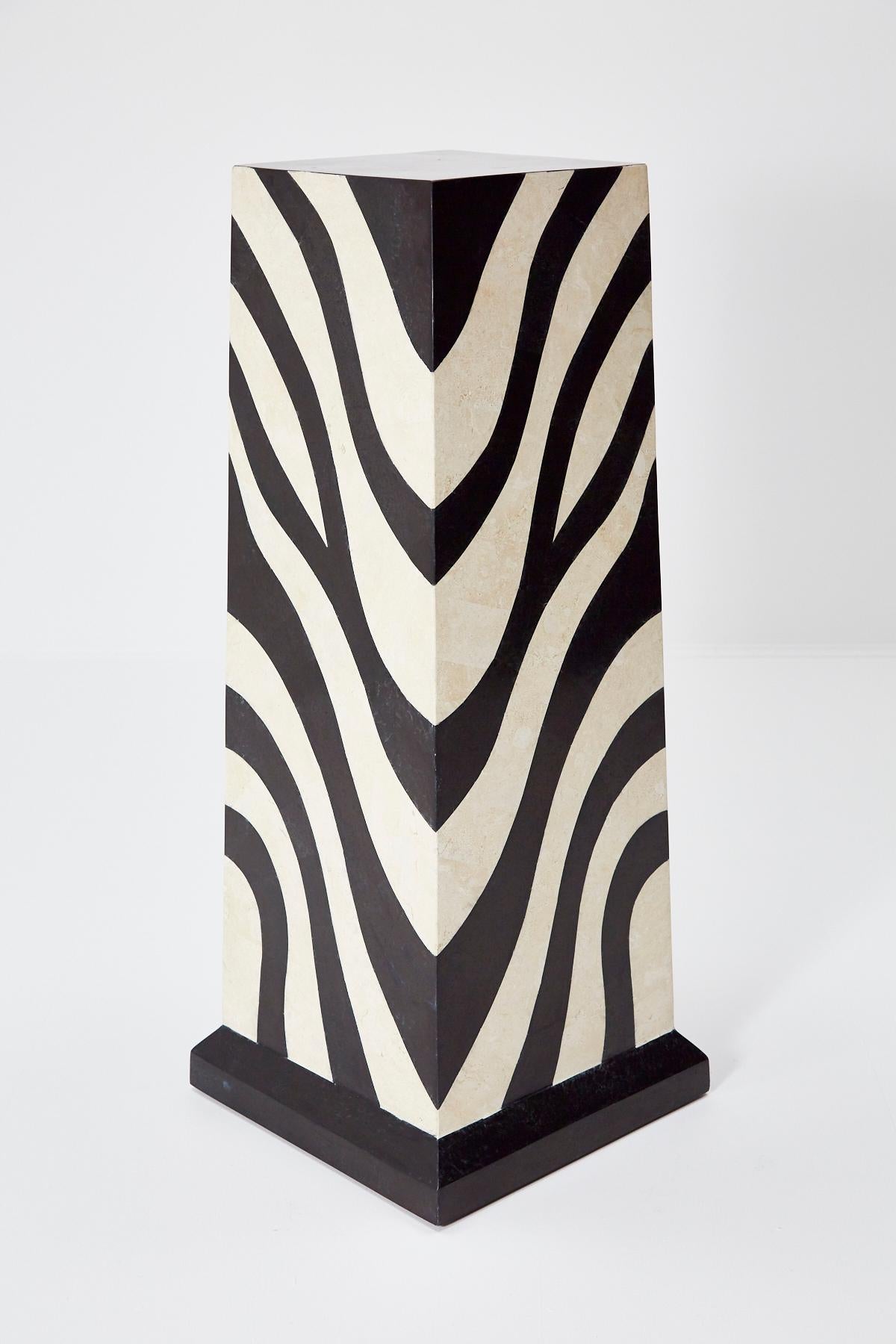 Postmodern Tessellated Stone Zebra Pattern Pedestal, 1990s For Sale 1