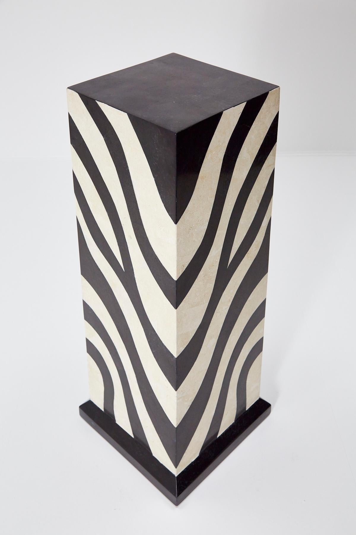 Postmodern Tessellated Stone Zebra Pattern Pedestal, 1990s For Sale 2