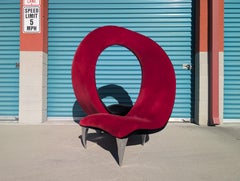 Postmodern Tete-a-Tete Flamenco Looping Chair in Red & Black Velvet, c1990s