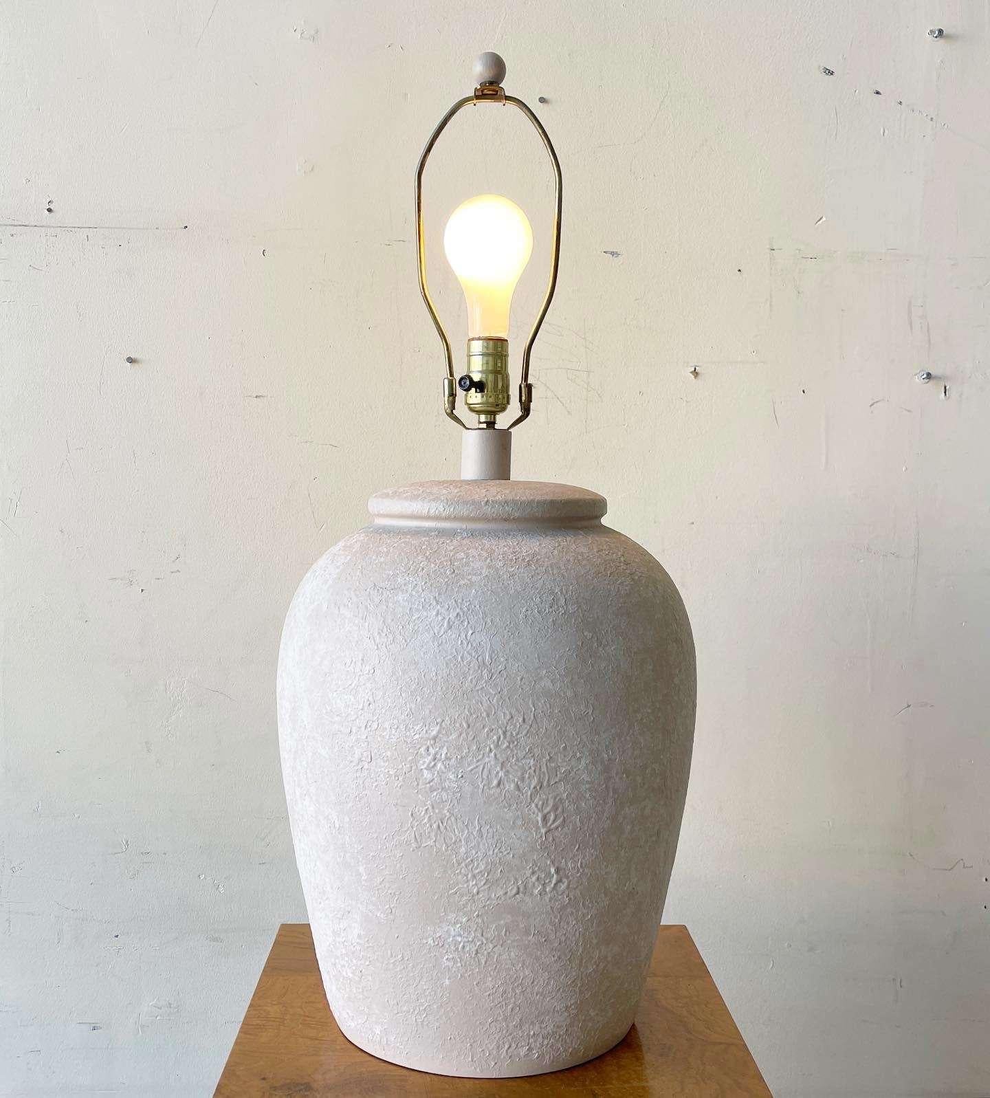American Postmodern Textured Almond and Beige Table Lamp For Sale