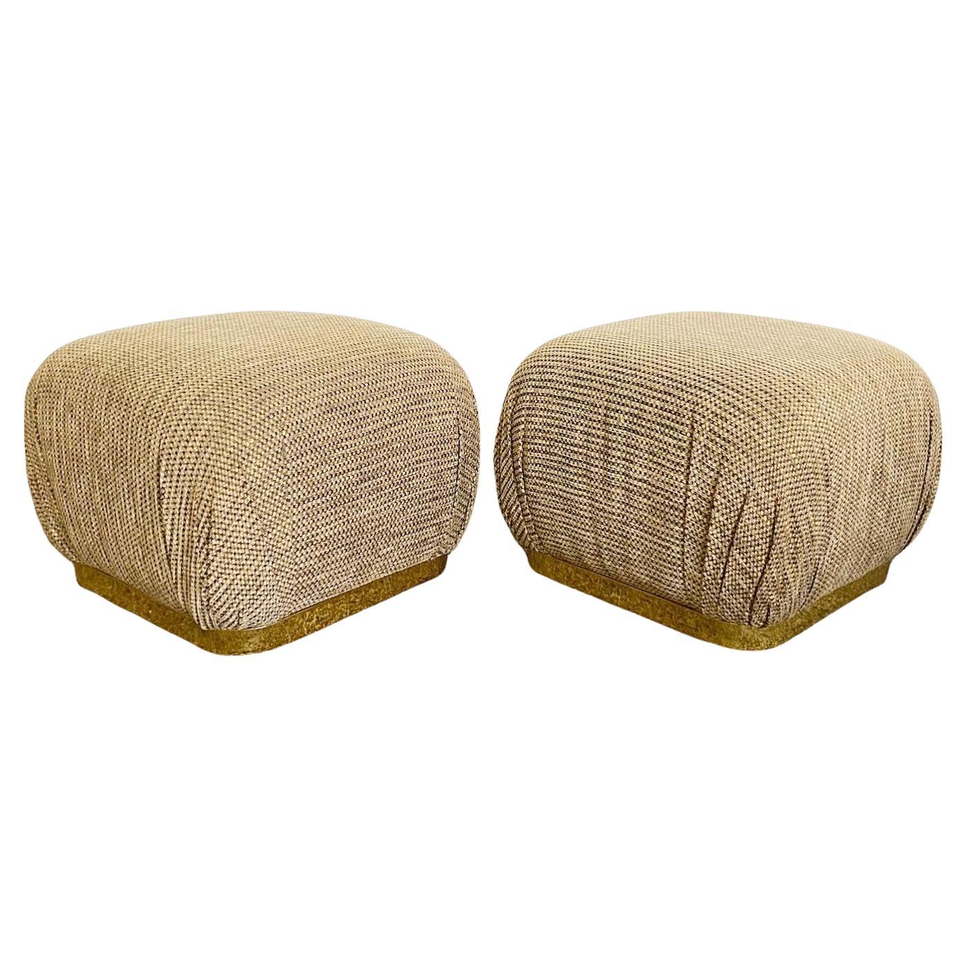 Enhance your interior design with the exquisite Textured Brown Pouf Ottomans, seamlessly combining sumptuous textured fabric with a lavish gold base, creating an aura of sophisticated postmodern elegance that will truly elevate your decor.

Textured