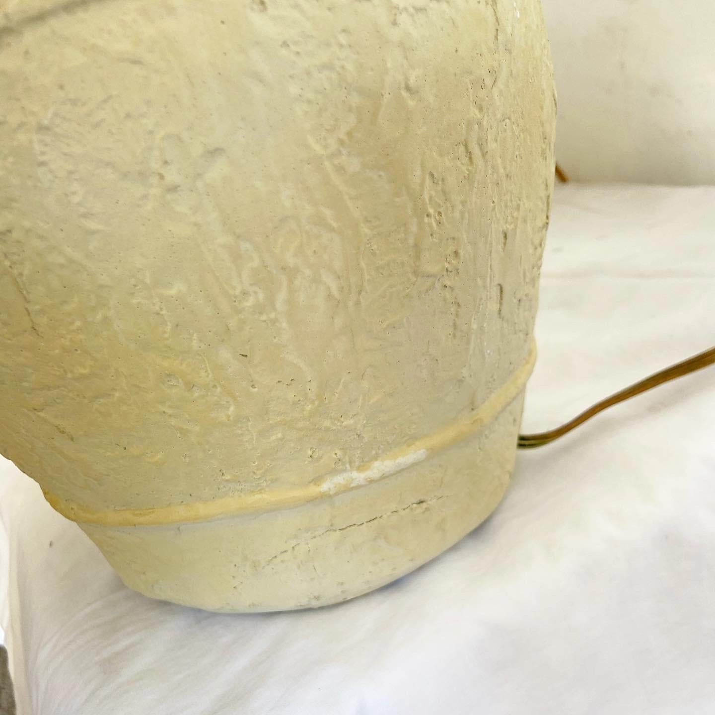 20th Century Postmodern Textured Plaster Ginger Jar Table Lamps - a Pair For Sale