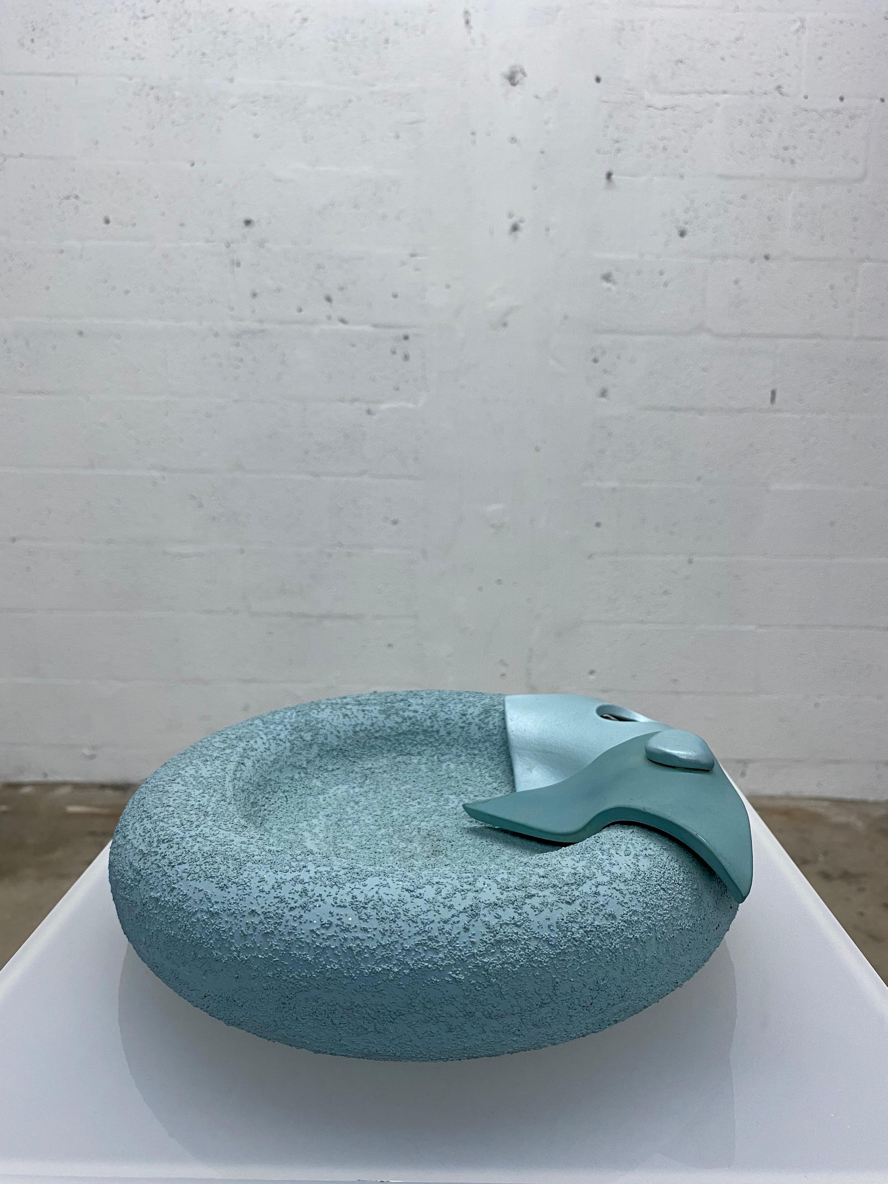 Unknown Postmodern Textured Teal Catch All, 1980s