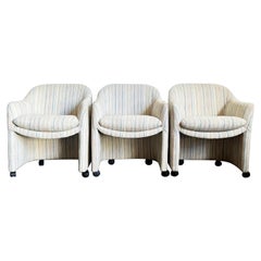 Chaises de baril postmodernes Thayer Coggin sur roulettes - Lot de 3