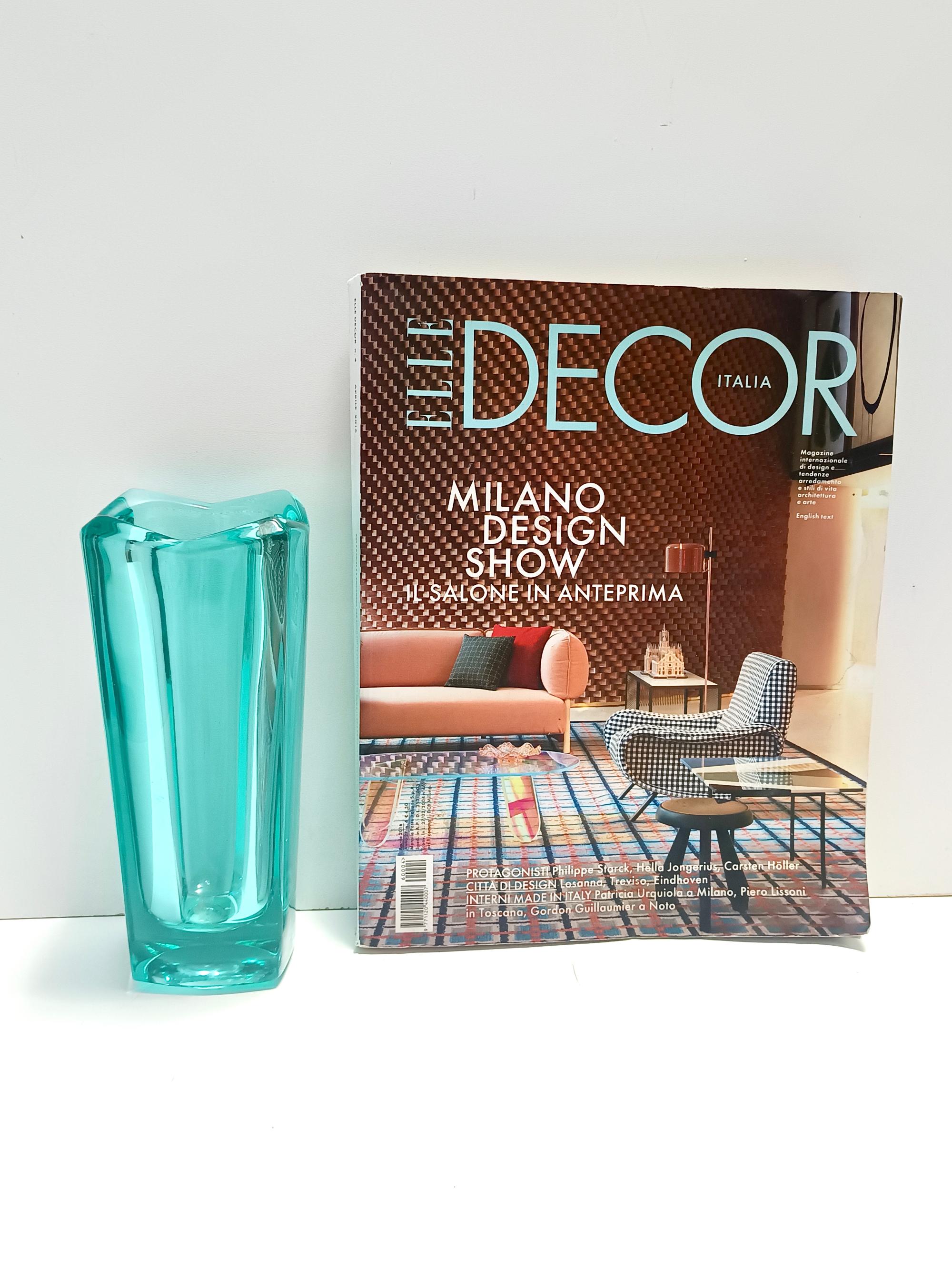 Made in Rosice, Czech Republic, in 1969. 
It is made in thick blown glass. 
This vase is a vintage piece, therefore it might show slight traces of use, but it can be considered as in excellent original condition and ready to become a piece in a