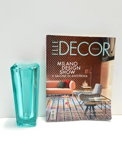 Jarrón posmoderno de vidrio soplado grueso verde azulado nº 472 de Jiri Zejmon, República Checa