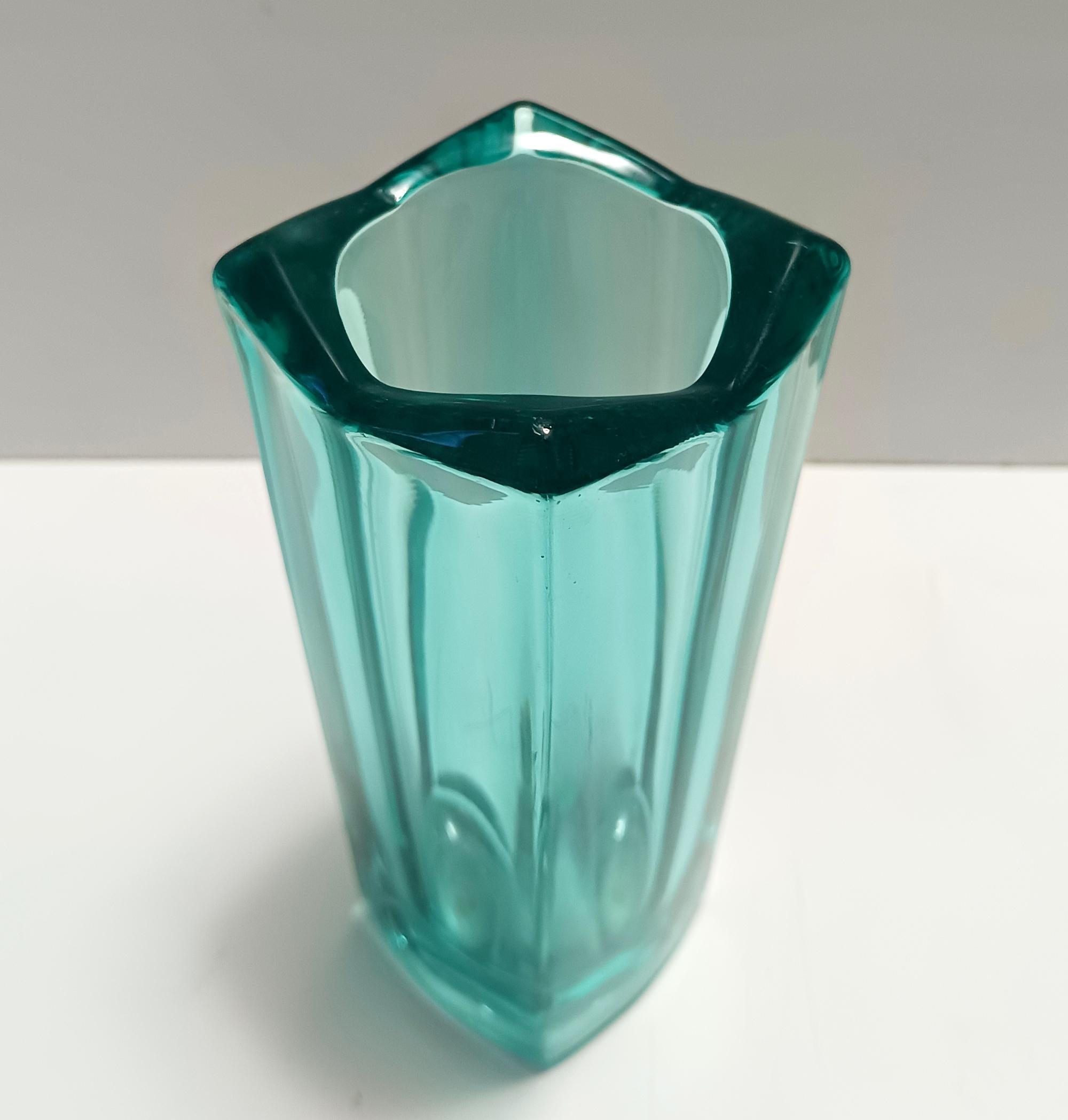 Postmodern Thick Teal Blown Glass Vase #472 by Jiri Zejmon, Czech Republic For Sale 2