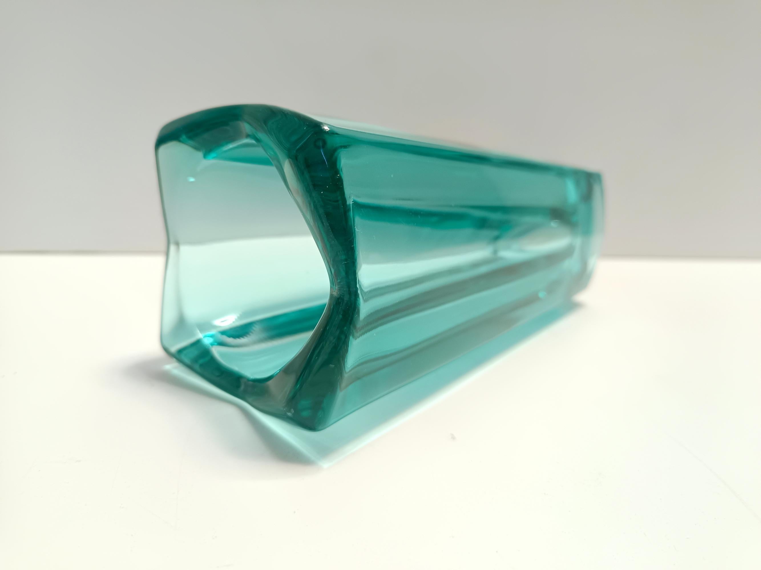 Postmodern Thick Teal Blown Glass Vase #472 by Jiri Zejmon, Czech Republic For Sale 3