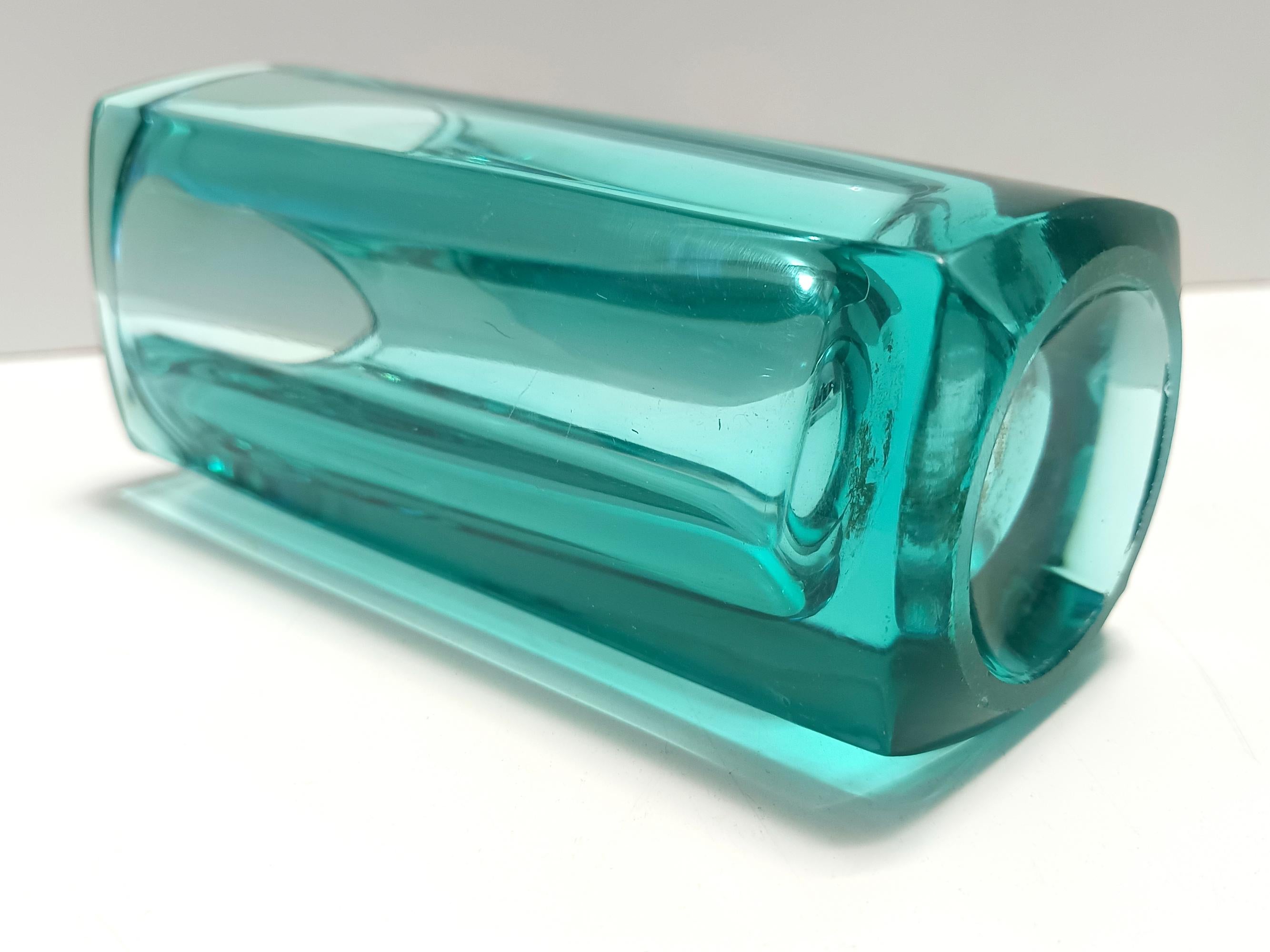 Postmodern Thick Teal Blown Glass Vase #472 by Jiri Zejmon, Czech Republic For Sale 4