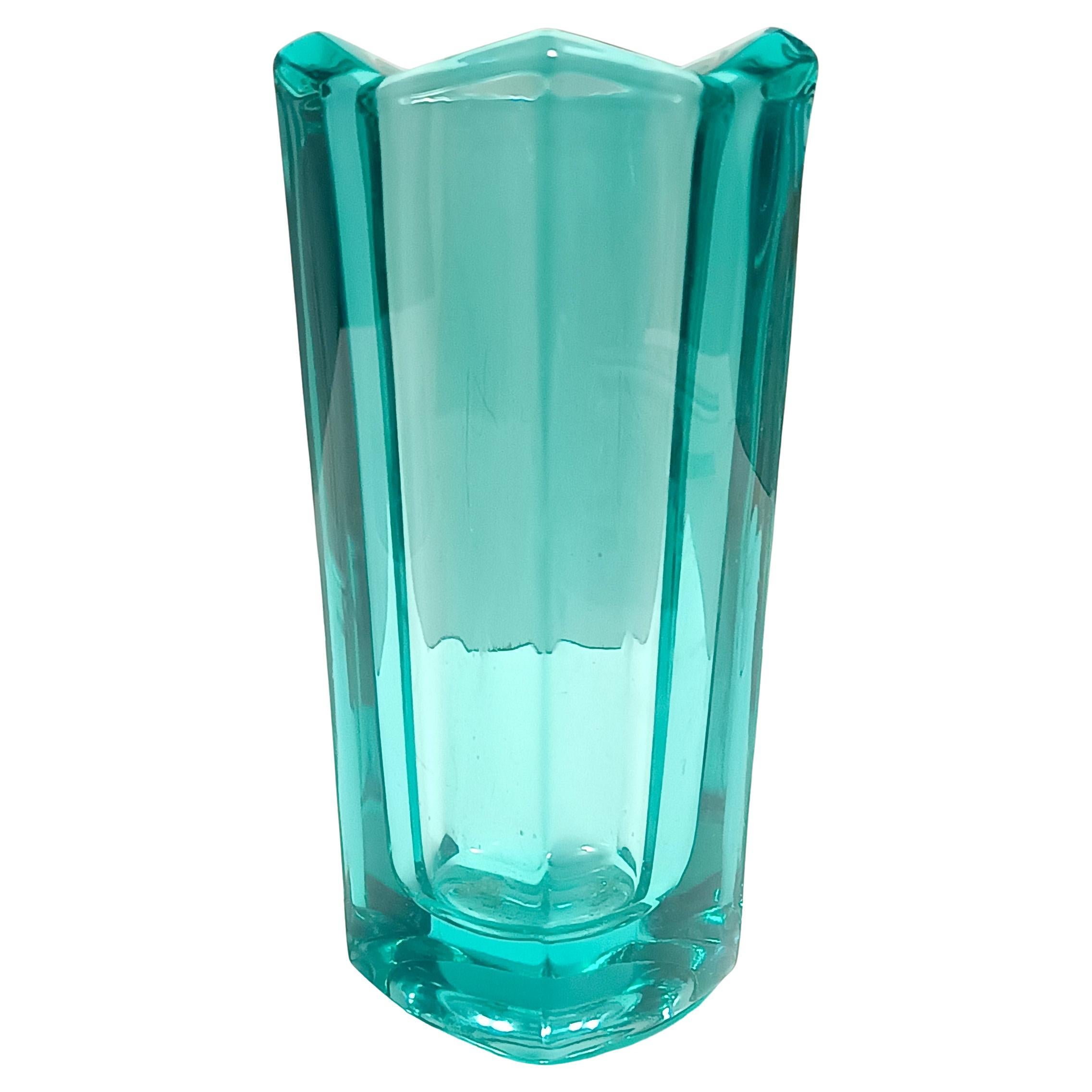 Postmodern Thick Teal Blown Glass Vase #472 by Jiri Zejmon, Czech Republic For Sale