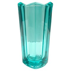 Postmodern Thick Teal Blown Glass Vase #472 by Jiri Zejmon, Czech Republic