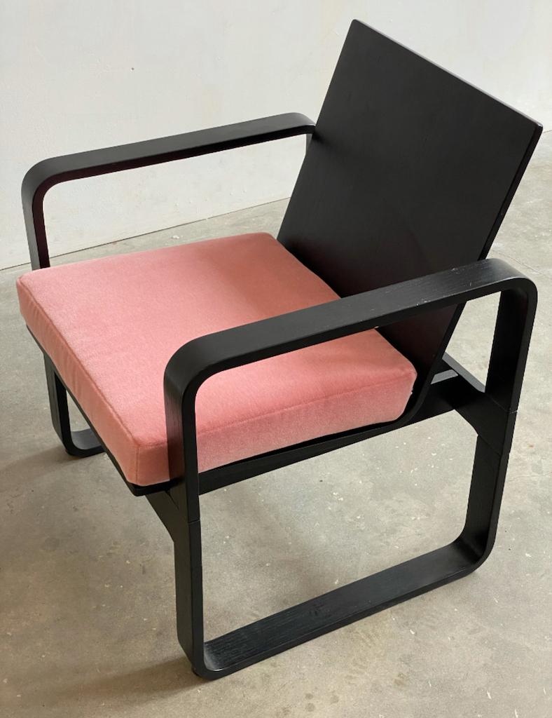 Post-Modern Postmodern Thonet Bentwood Lounge Chair with Pink Mohair Cushion