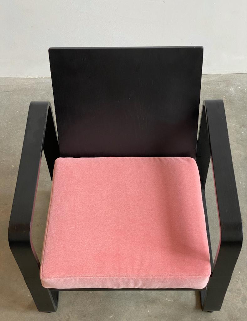 American Postmodern Thonet Bentwood Lounge Chair with Pink Mohair Cushion