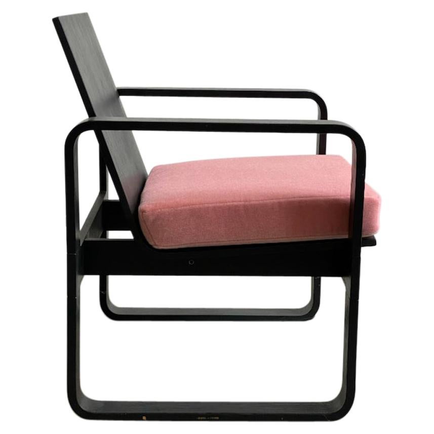 Postmodern Thonet Bentwood Lounge Chair with Pink Mohair Cushion