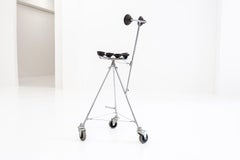 Postmodern Three-Legged, Suction Cup Highchair with Casters