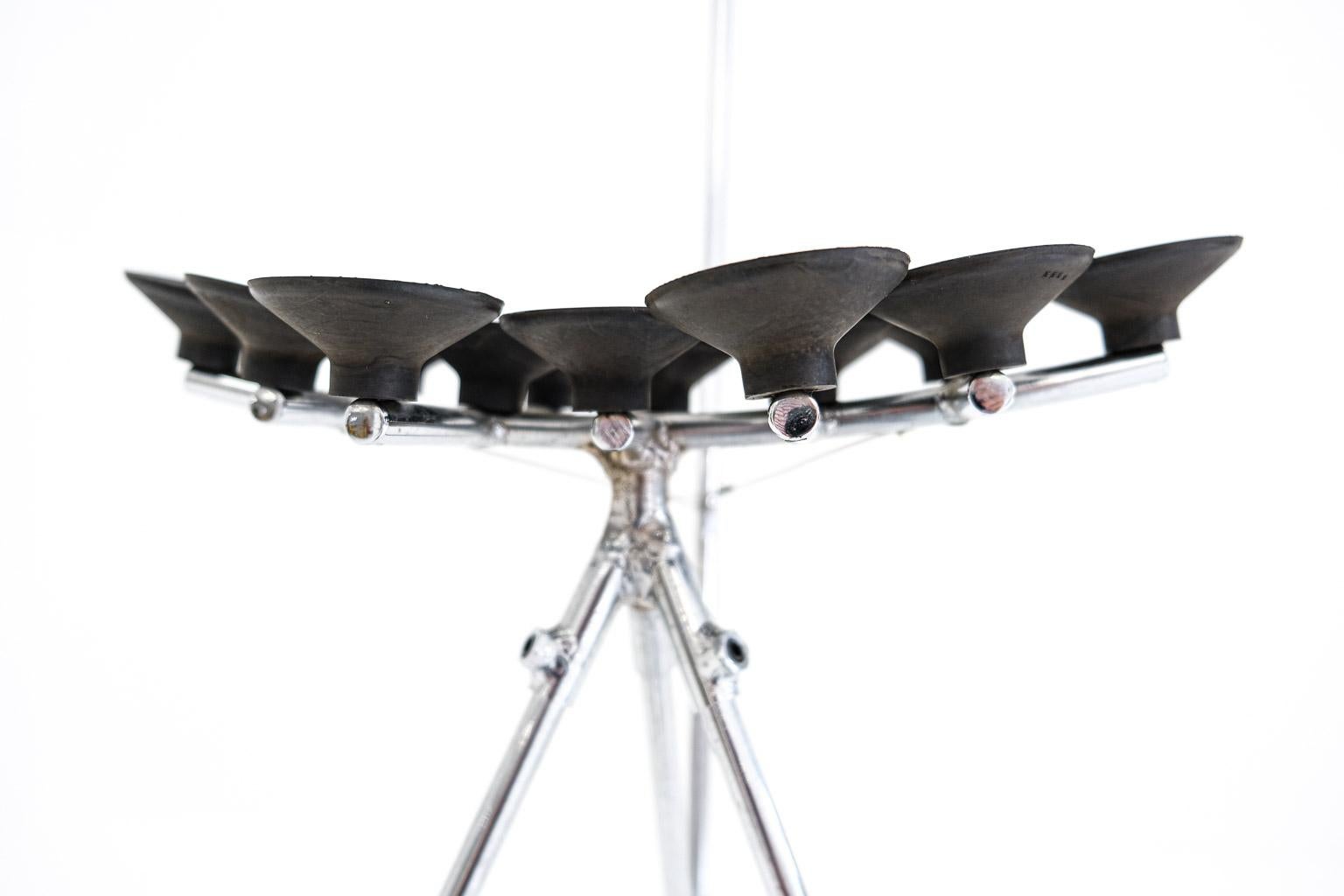 Late 20th Century Postmodern Three-Legged, Suction Cup Highchair with Casters For Sale