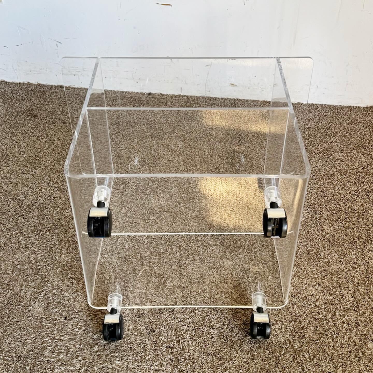 American Postmodern Three Tier Lucite Bar Cart For Sale