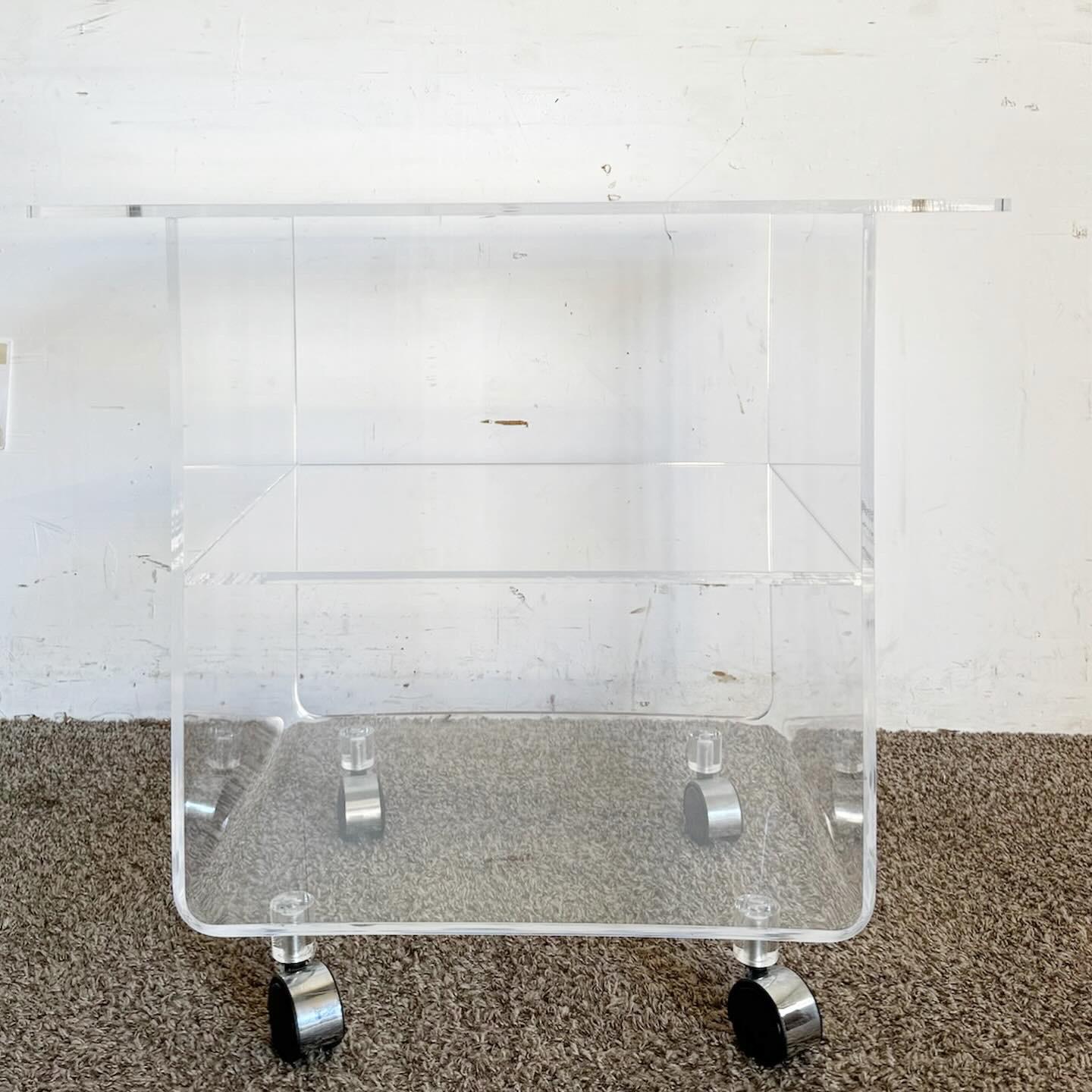 20th Century Postmodern Three Tier Lucite Bar Cart For Sale