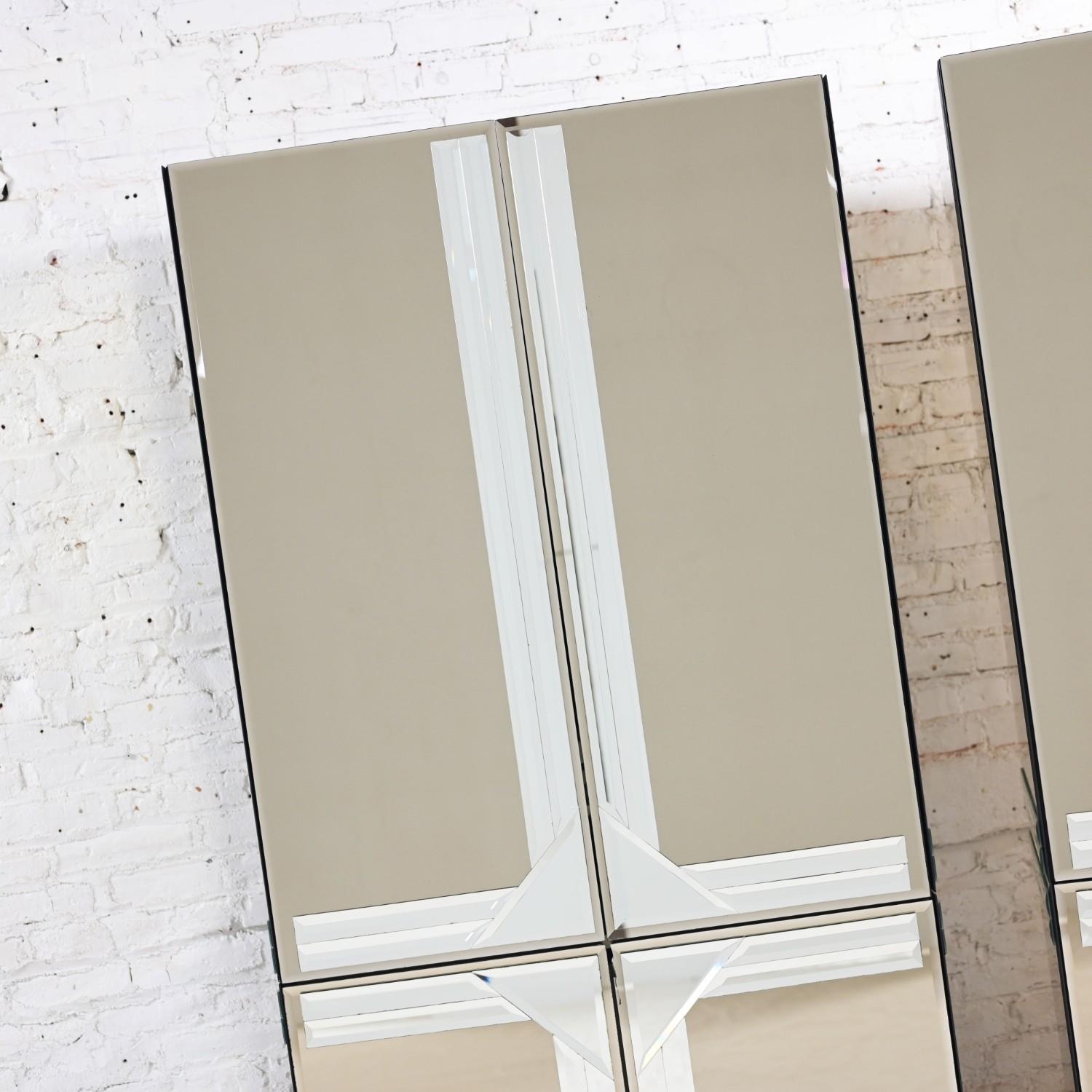 Postmodern to Art Deco Revival Mirrored Cabinet & Armoire a Pair Style of Ello 9