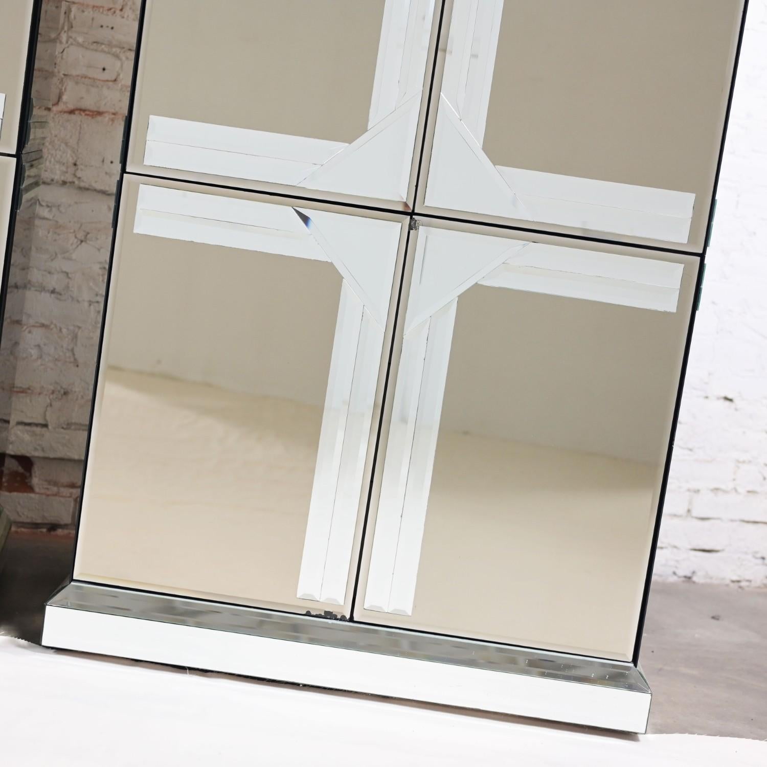 Postmodern to Art Deco Revival Mirrored Cabinet & Armoire a Pair Style of Ello 10