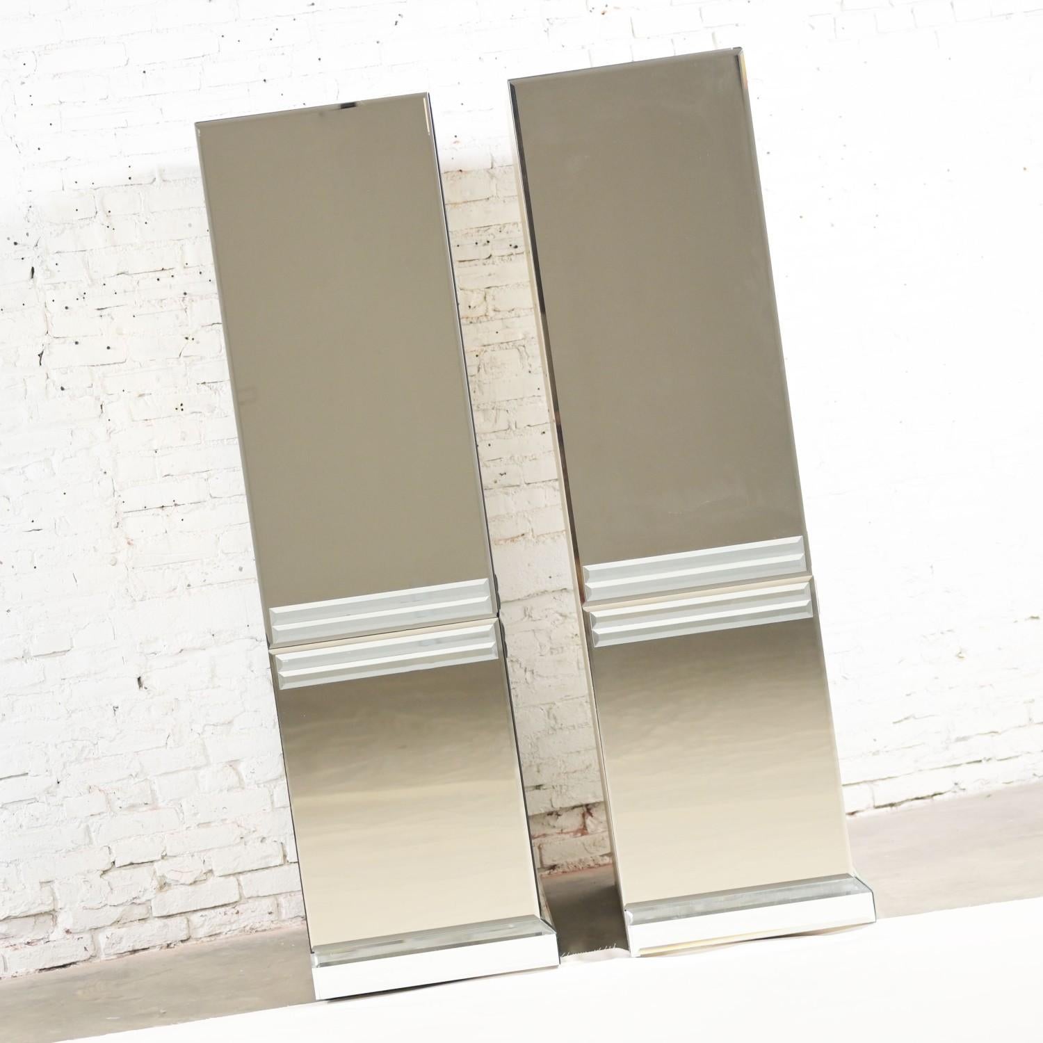 Postmodern to Art Deco Revival Mirrored Cabinet & Armoire a Pair Style of Ello 2