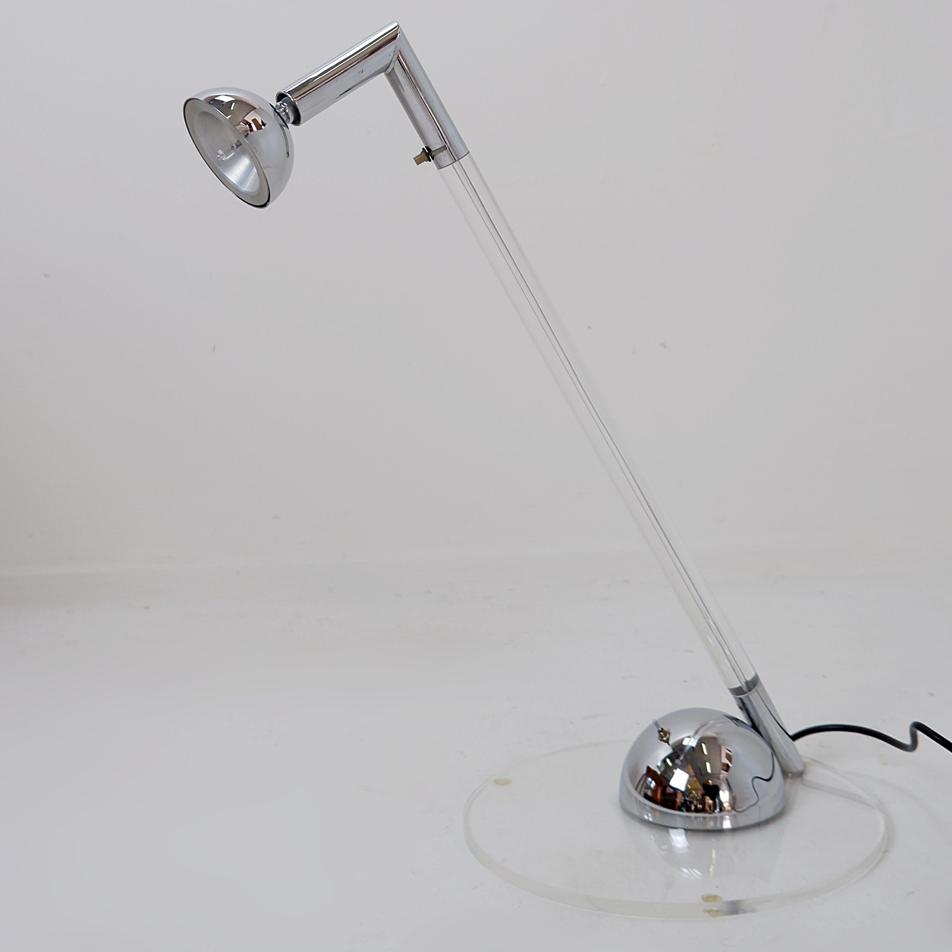 Chrome Postmodern Translucent Acrylic glass Table Lamp - 1980s For Sale