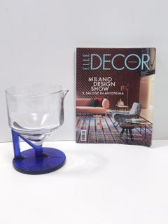 Postmodern Transparent and Blue Glass Pitcher, Italy