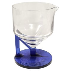 Postmodern Transparent and Blue Glass Pitcher, Italy