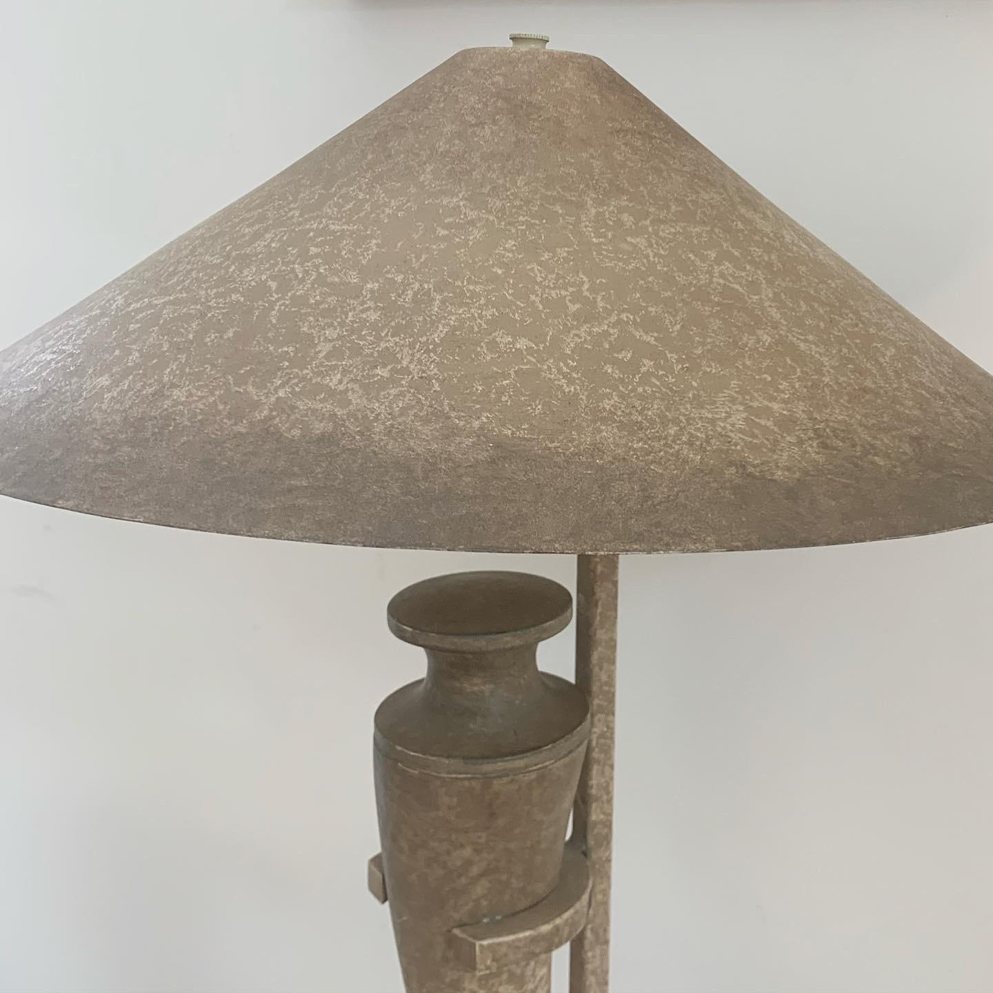 Post-Modern Postmodern Travertine and Metal Floating “scimitar” Table Lamp