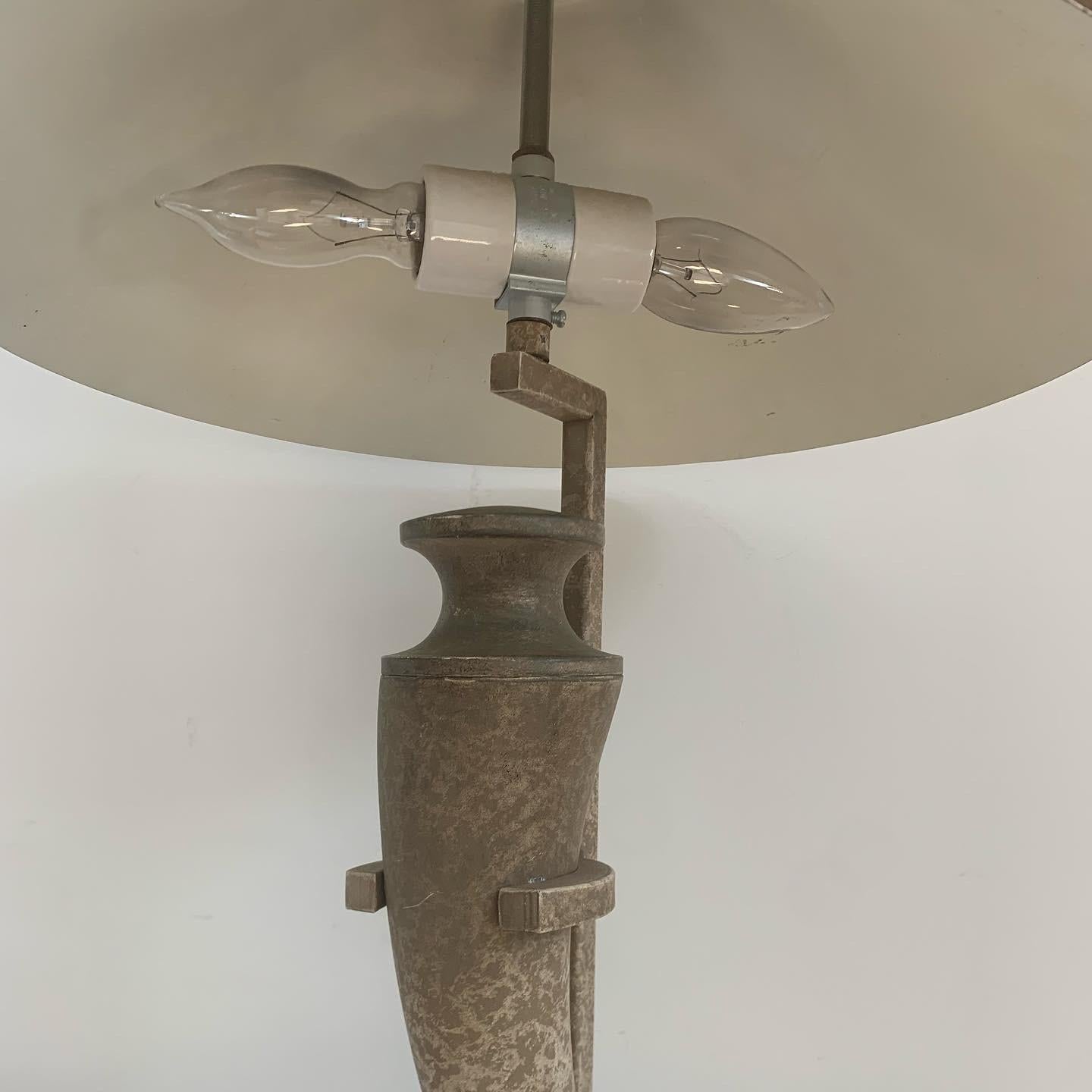 Postmodern Travertine and Metal Floating “scimitar” Table Lamp In Good Condition In View Park, CA