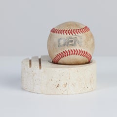 Postmodern Travertine Ashtray with Brass Dish