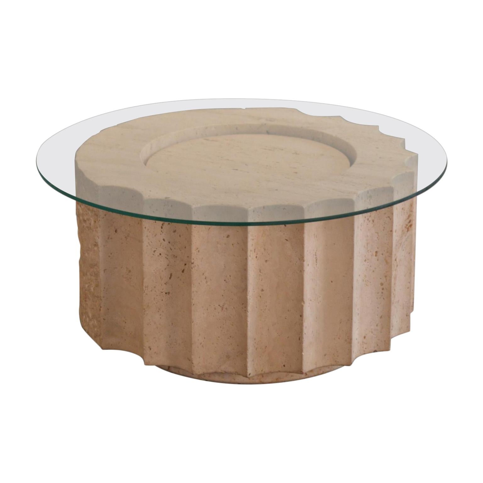 Post-Modern Travertine Coffee Table For Sale