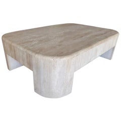 Postmodern Travertine Coffee Table in the Manner of Michael Taylor